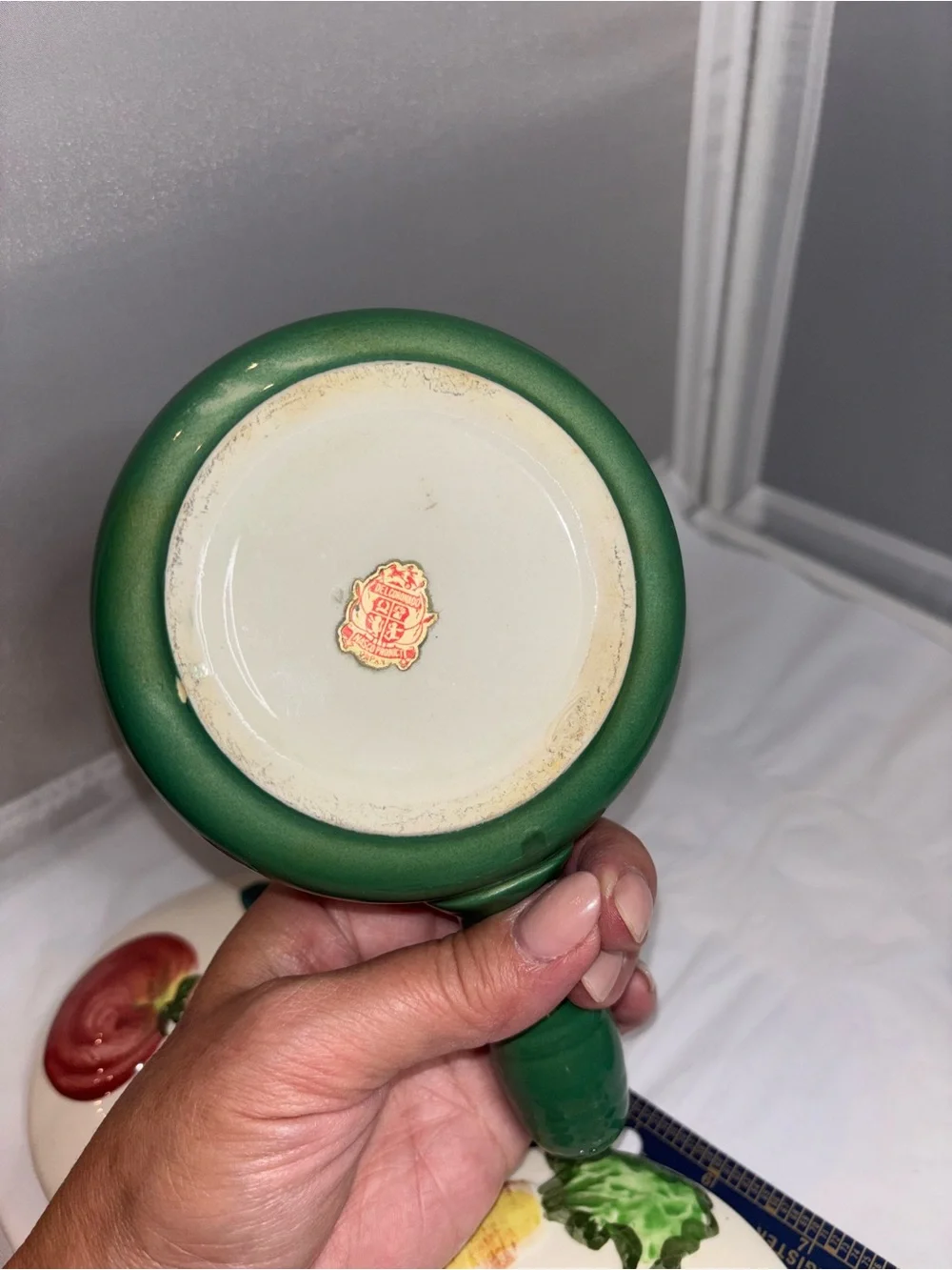 Green Ceramic Handled Vegetable Lid Vintage Japan Del Coronado